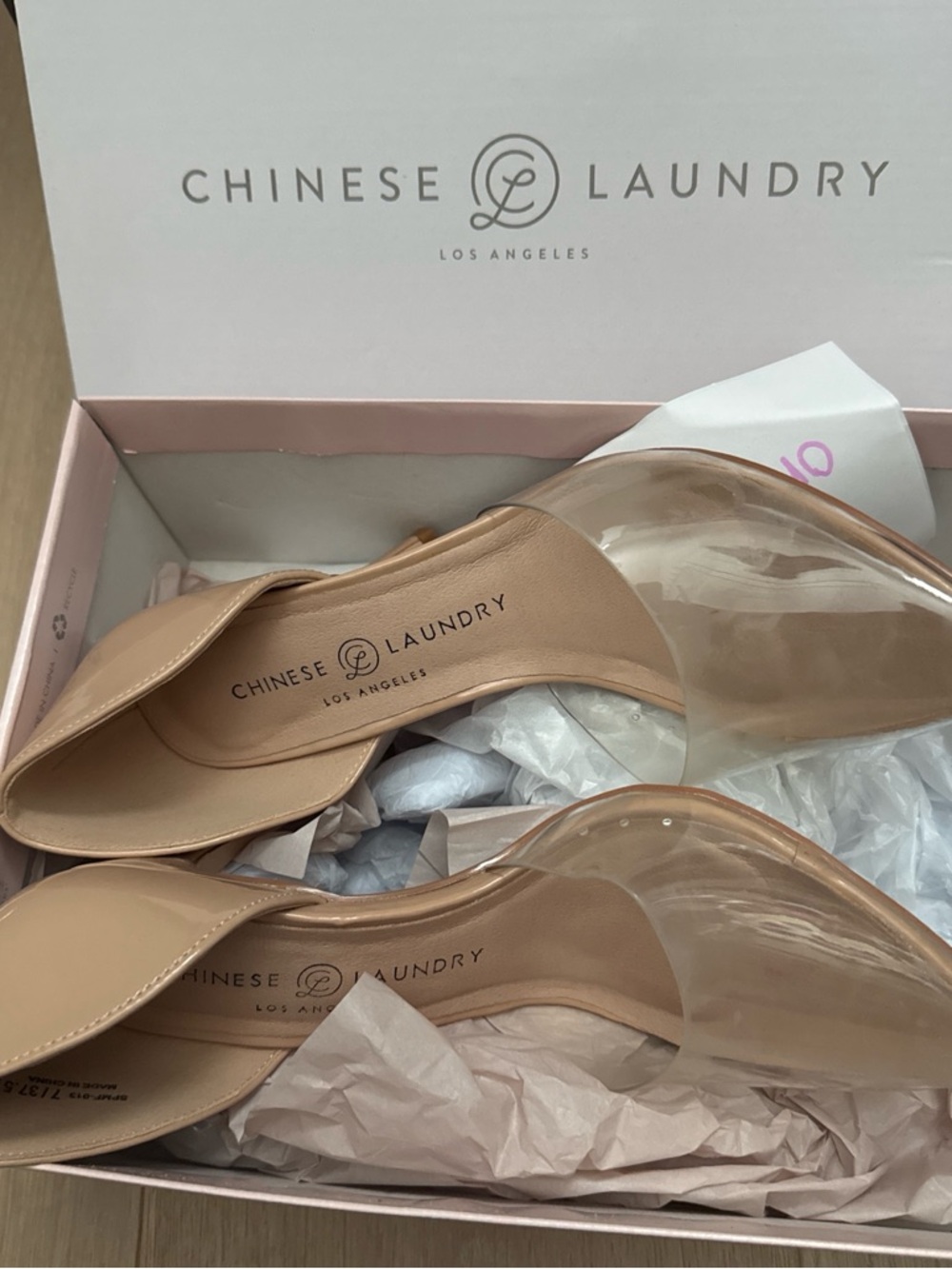 Chinese Laundry Beige Clear Slingback Pointed Pump - Picture 3 of 4